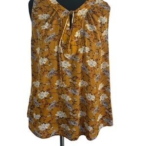 Old Navy Mustard Floral Tie-Front Sleeveless Camisole,Boho, Woman’s SZ L